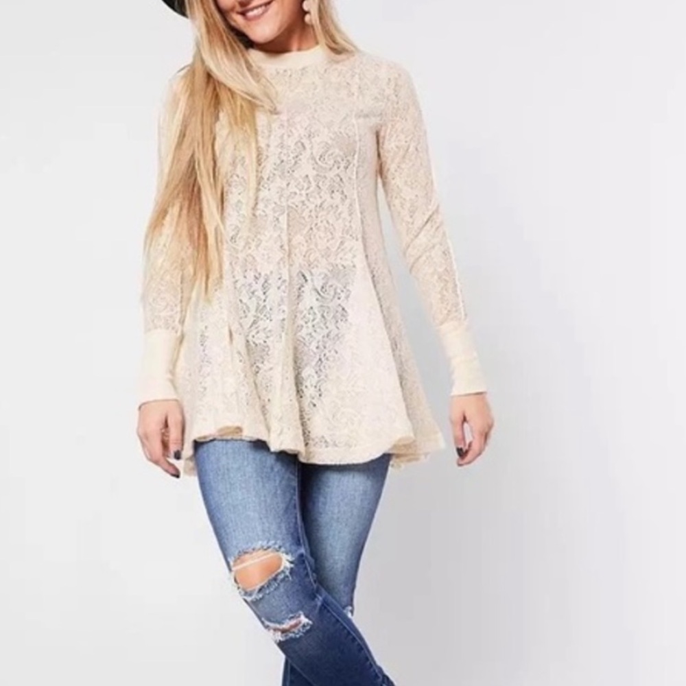 Free People‎ Coffee In The Morning Tunic Top Sz small nwot